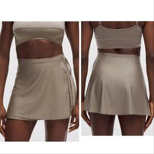Lululemon Satin Ballet High-Rise Wrap Skirt Warm Ash Grey